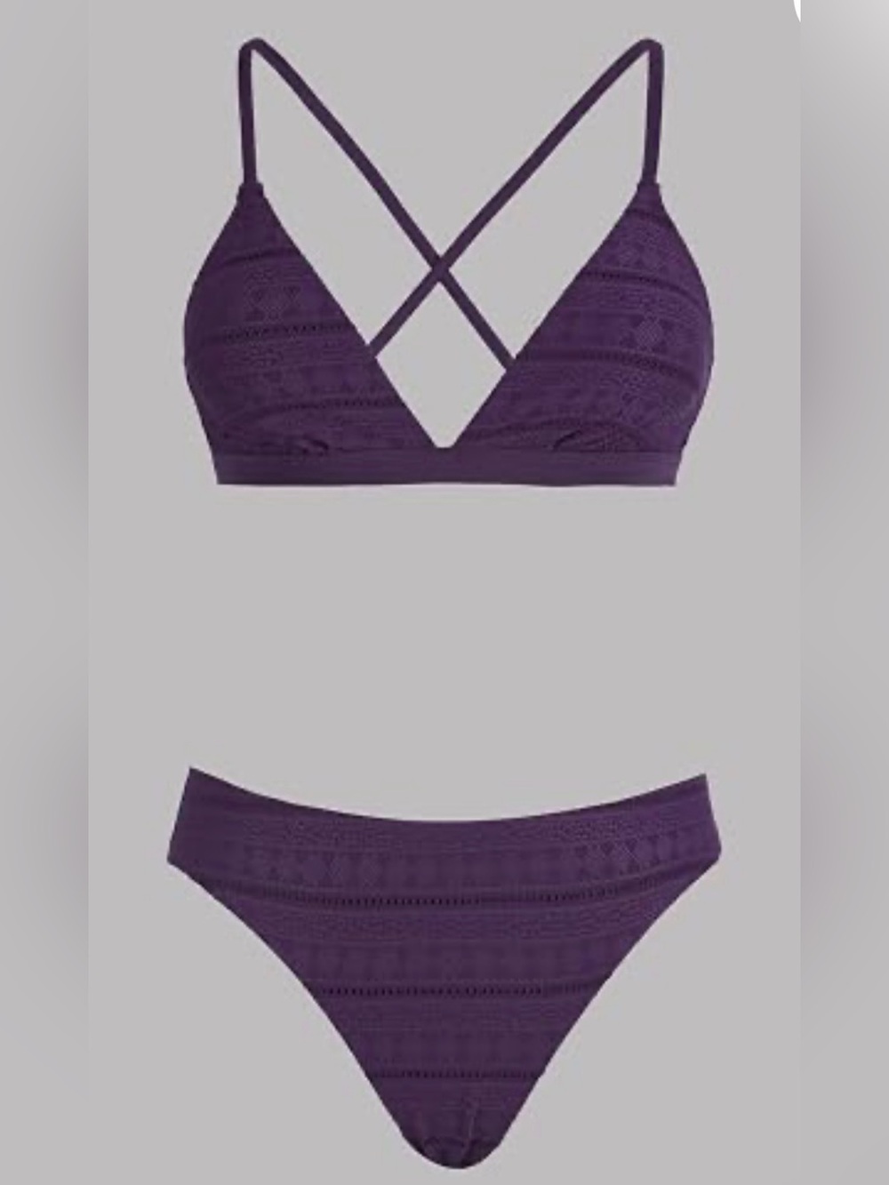Cupshe Purple Crochet Lace Bralette Bikini Set